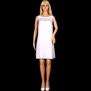 GIANNI BINI size S white sleeveless shift dress 100% polyester dry clean only